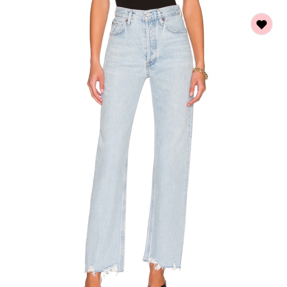 Agolde Blue Straight Leg Jeans High-Waisted